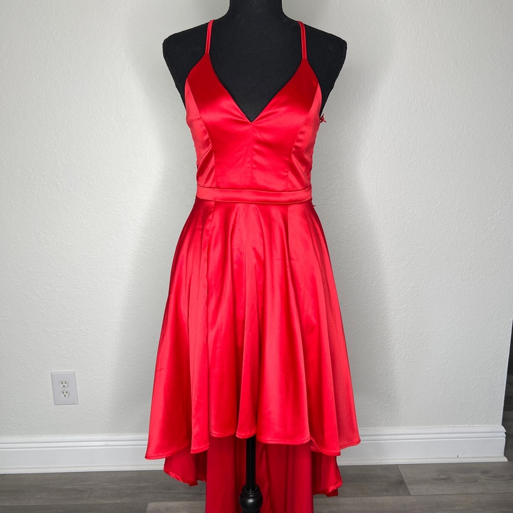 Sequin Hearts Red High Low Dress